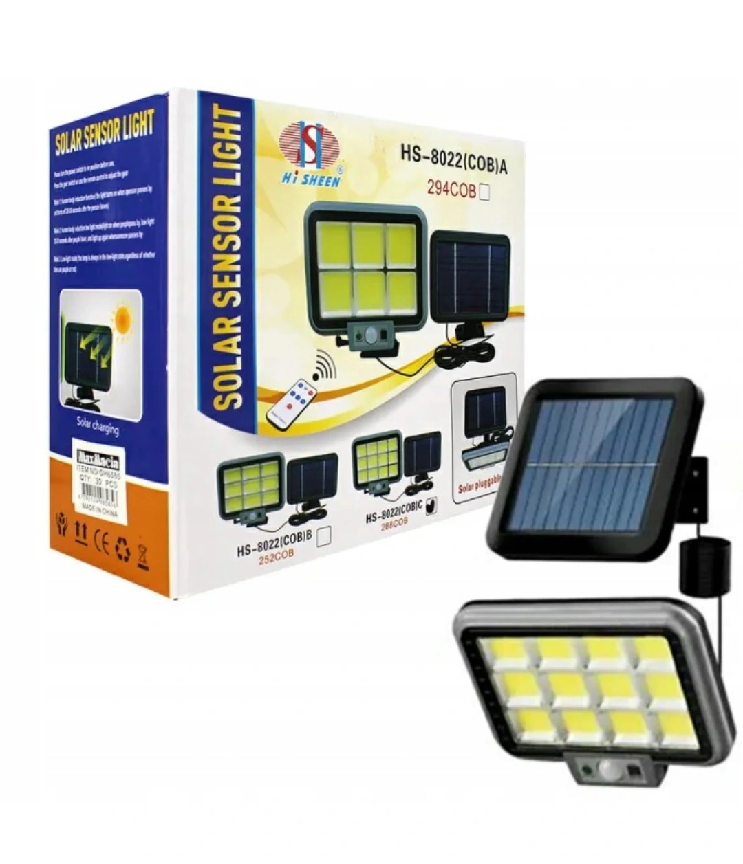 Lampa halogen z panelem solarnym i czujką ruchu